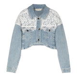 Twinset Schlichte Jeansjacke mit hellblauer Stickerei für Baby-Mädchen