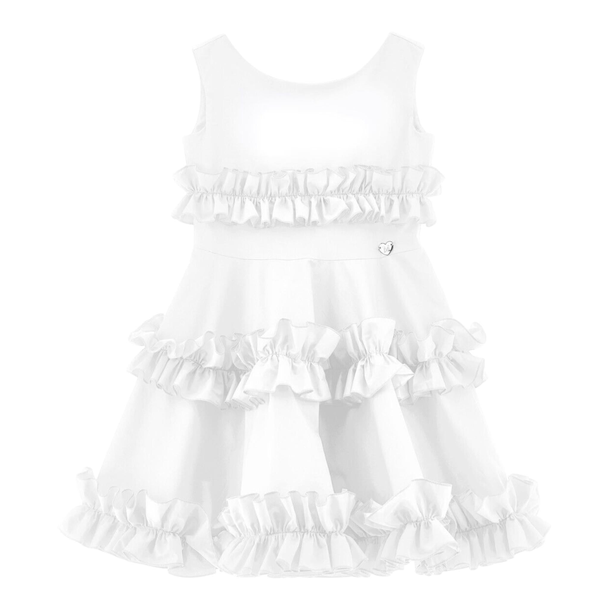 Monnalisa Abito Tinta Unita Giromanica per Bambina 11E910 BIANCO MONNALISA 