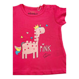 Losan Einfarbiges Rundhals-T-Shirt mit Kontrastdruck in Rosa für Baby-Mädchen