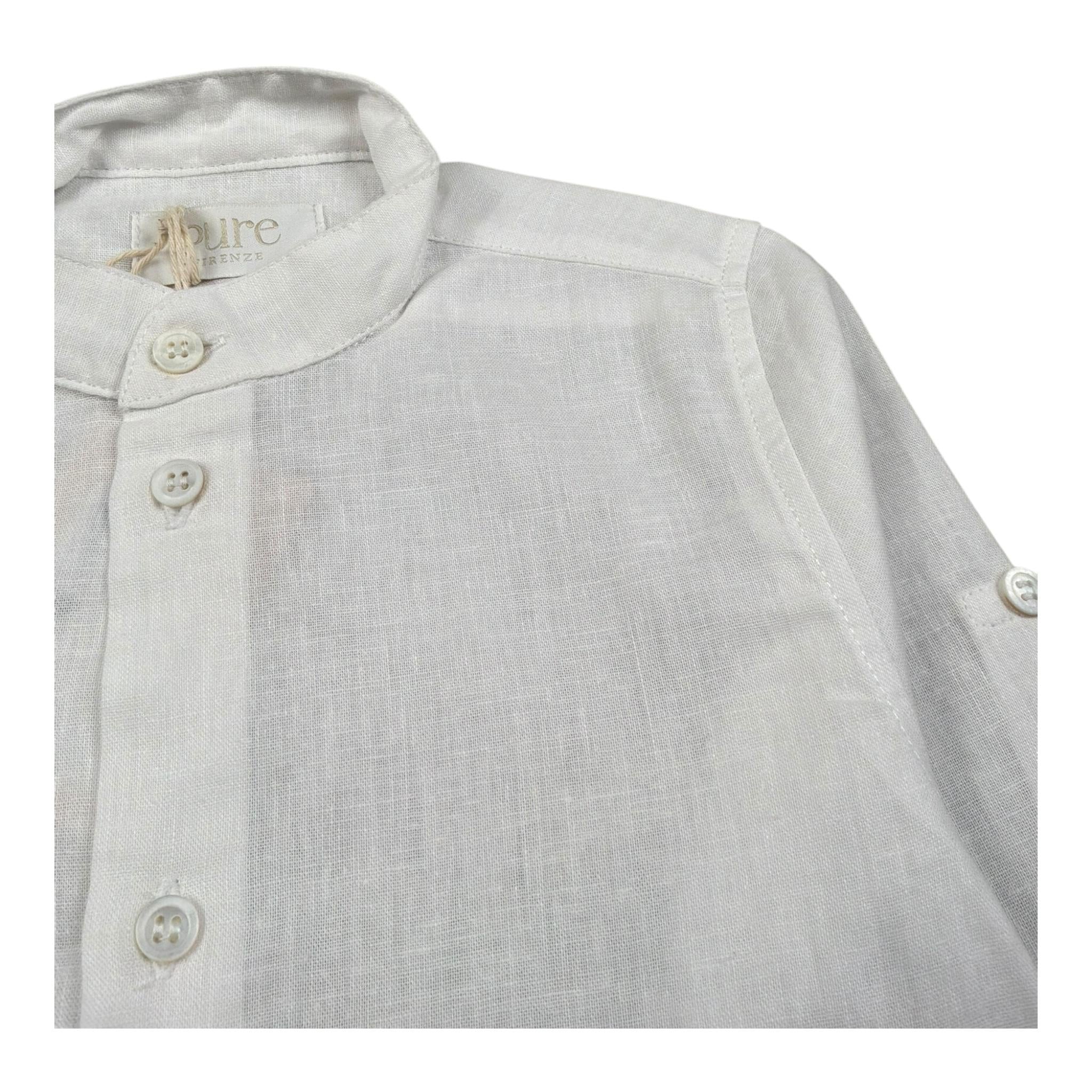 Pure Firenze Camicia Manica Lunga Collo Coreano Tinta Unita per Neonato PC03176 BIANCO PURE FIRENZE 