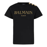 Balmain T-Shirt Tinta Unita con Logo per Bambina BV8B91 NERO BALMAIN 