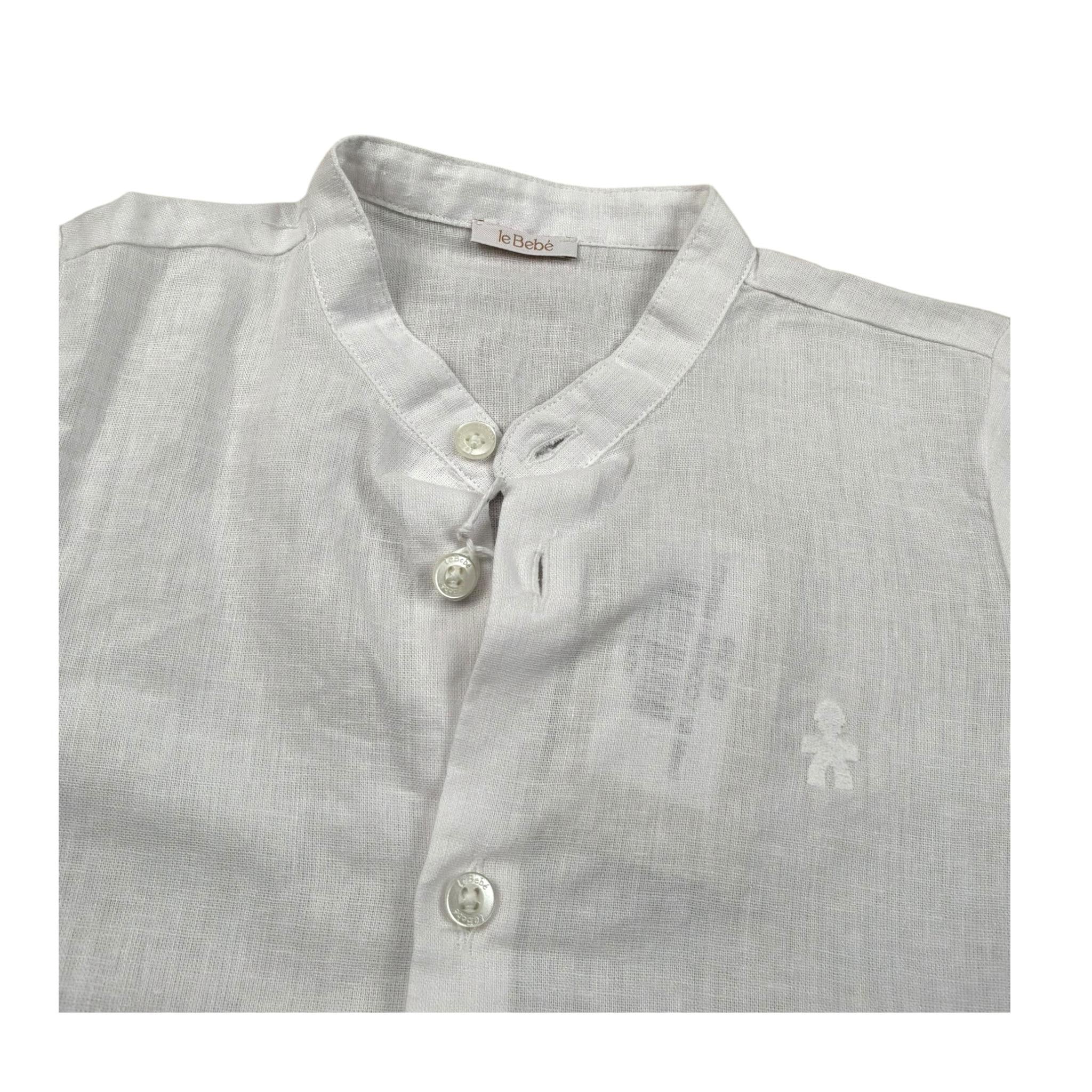 Le Bebe Camicia Mezza Manica Tinta Unita Collo Coreano per Neonato LBB4934 BIANCO LE BEBE 