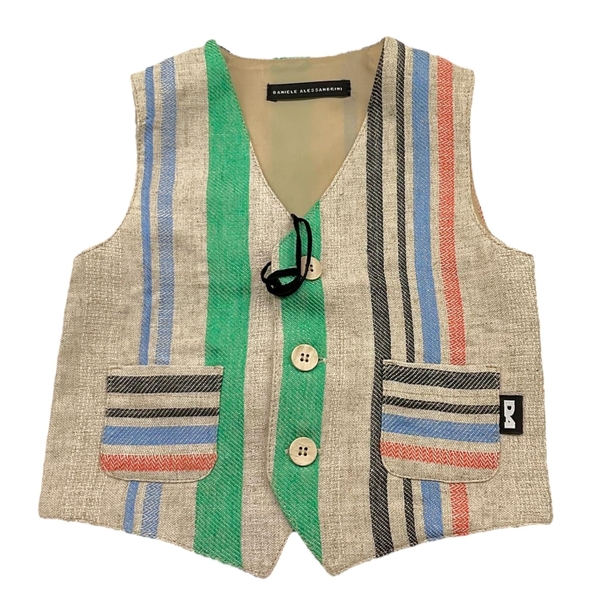 Daniele Alessandrini Gilet Tinta Unita con Fantasia A Righe per Neonato 1296B00300N BEIGE DANIELE ALESSANDRINI 