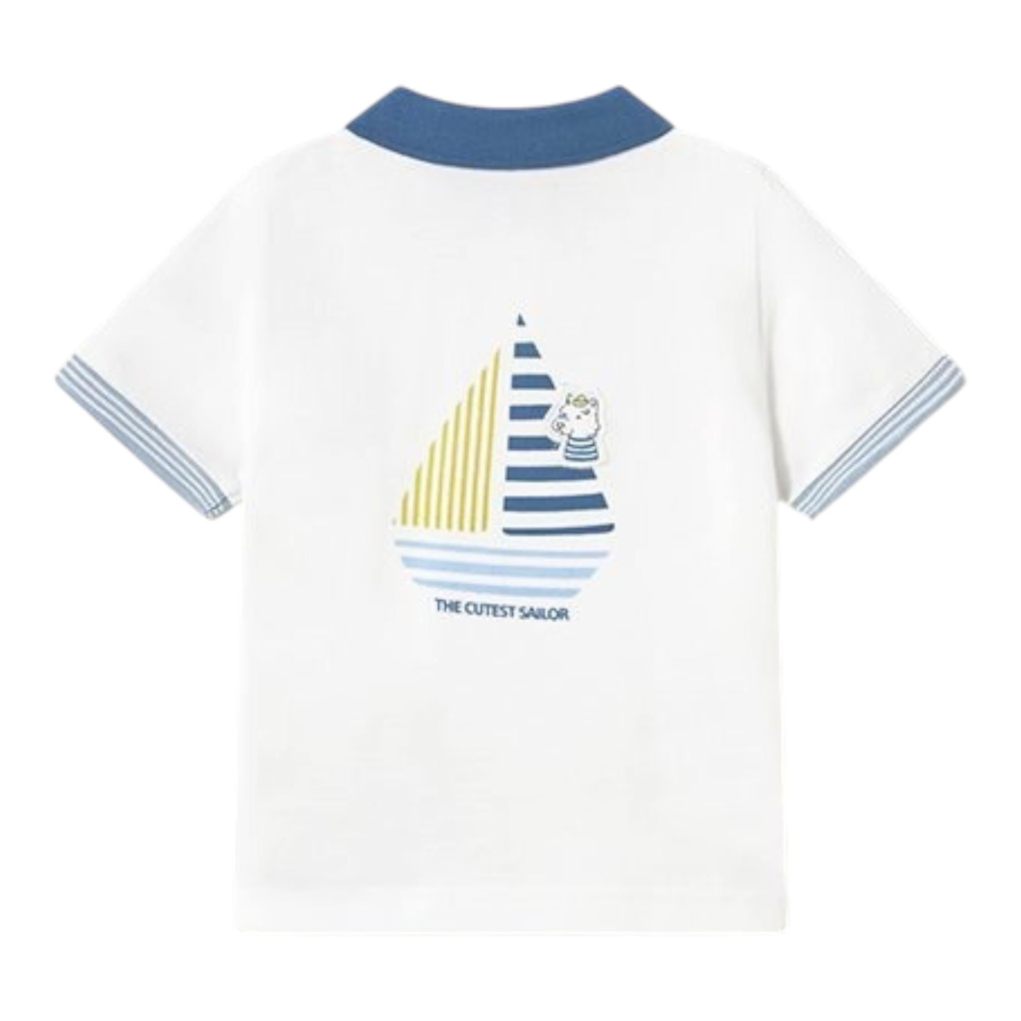 Guess Polo Tinta Unita Mezza Manica con Colletto In Contrasto per Neonato 1108 BIANCO GUESS 