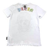 Philipp Plein Einfarbiges Rundhals-T-Shirt mit Glitzer-Print Weiß für Jungen