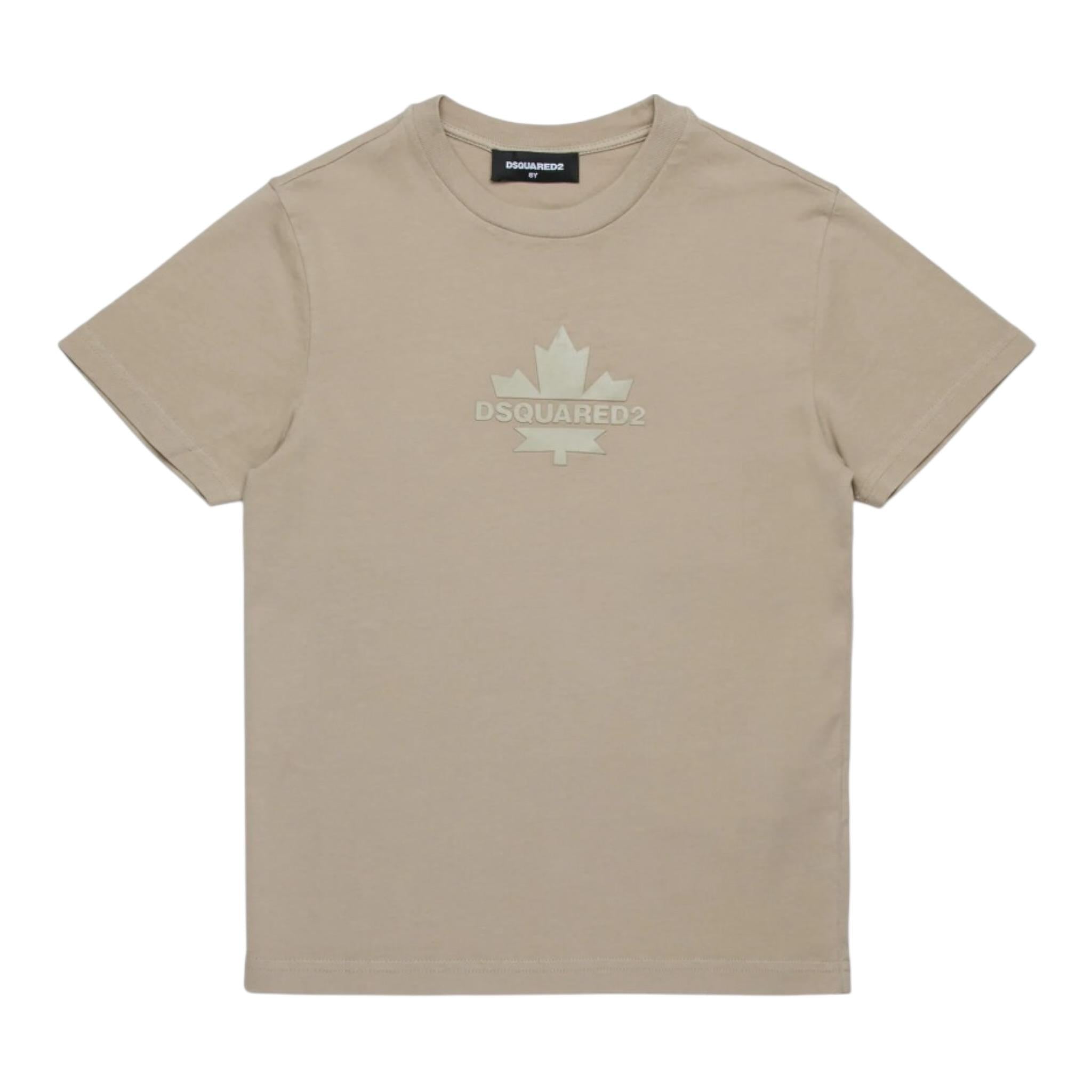 Dsquared2 T-Shirt tinta unita con Stampa Beige per Neonato DQ2856 BEIGE DSQUARED2 