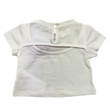 M+E‘ Einfarbiges T-Shirt mit Rundhalsausschnitt und Kontrastdruck in Weiß für Baby-Mädchen