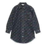 STELLA McCARTNEY abito in denim modello camicia tinta unita con stampa logo Blu per Bambina TV1D80 BLU STELLA McCARTNEY 