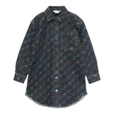 STELLA McCARTNEY abito in denim modello camicia tinta unita con stampa logo Blu per Bambina TV1D80 BLU STELLA McCARTNEY 