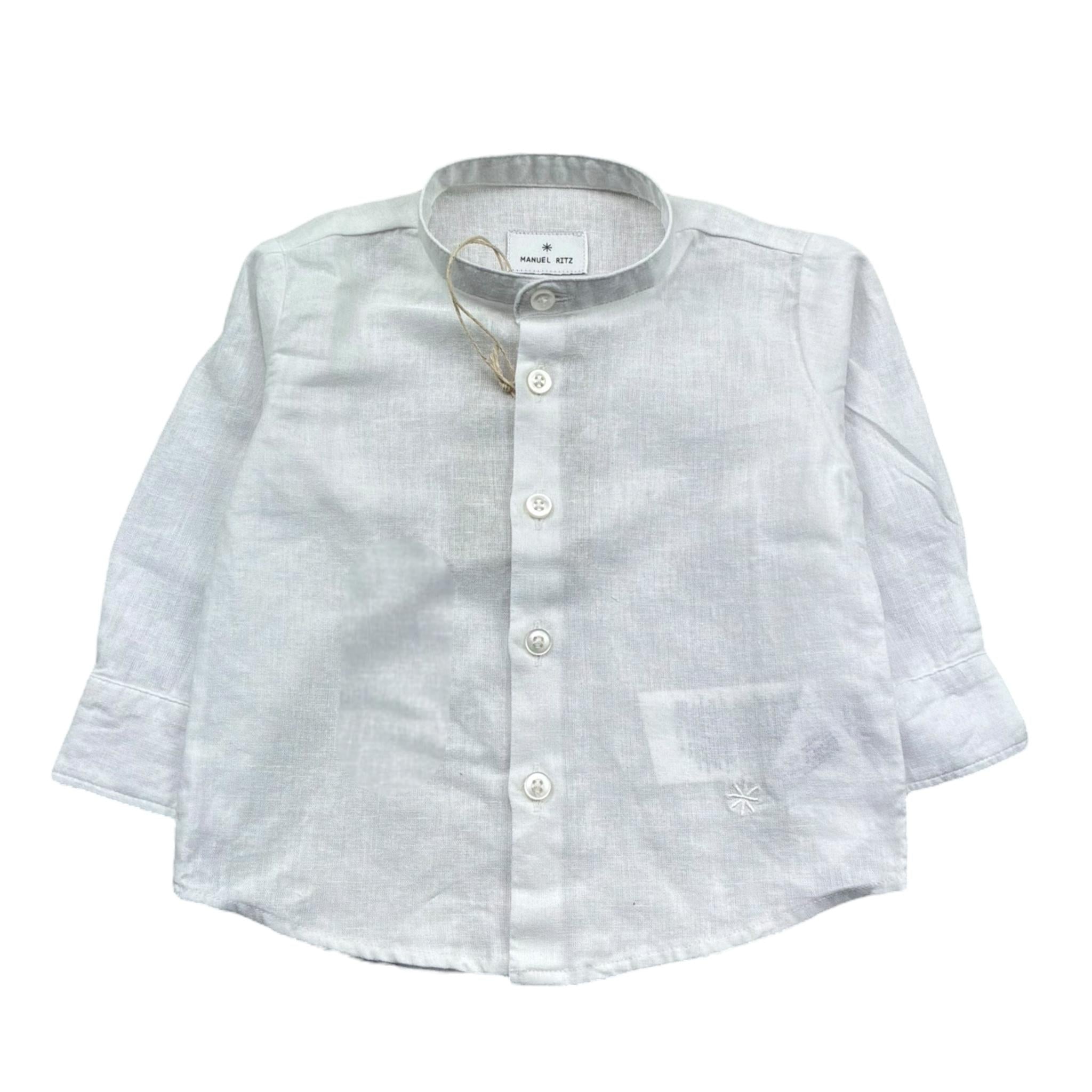 Manuel Ritz Camicia Manical Unga Tinta Unita Collo Coreano per Neonato MR2980 BIANCO MANUEL RITZ 