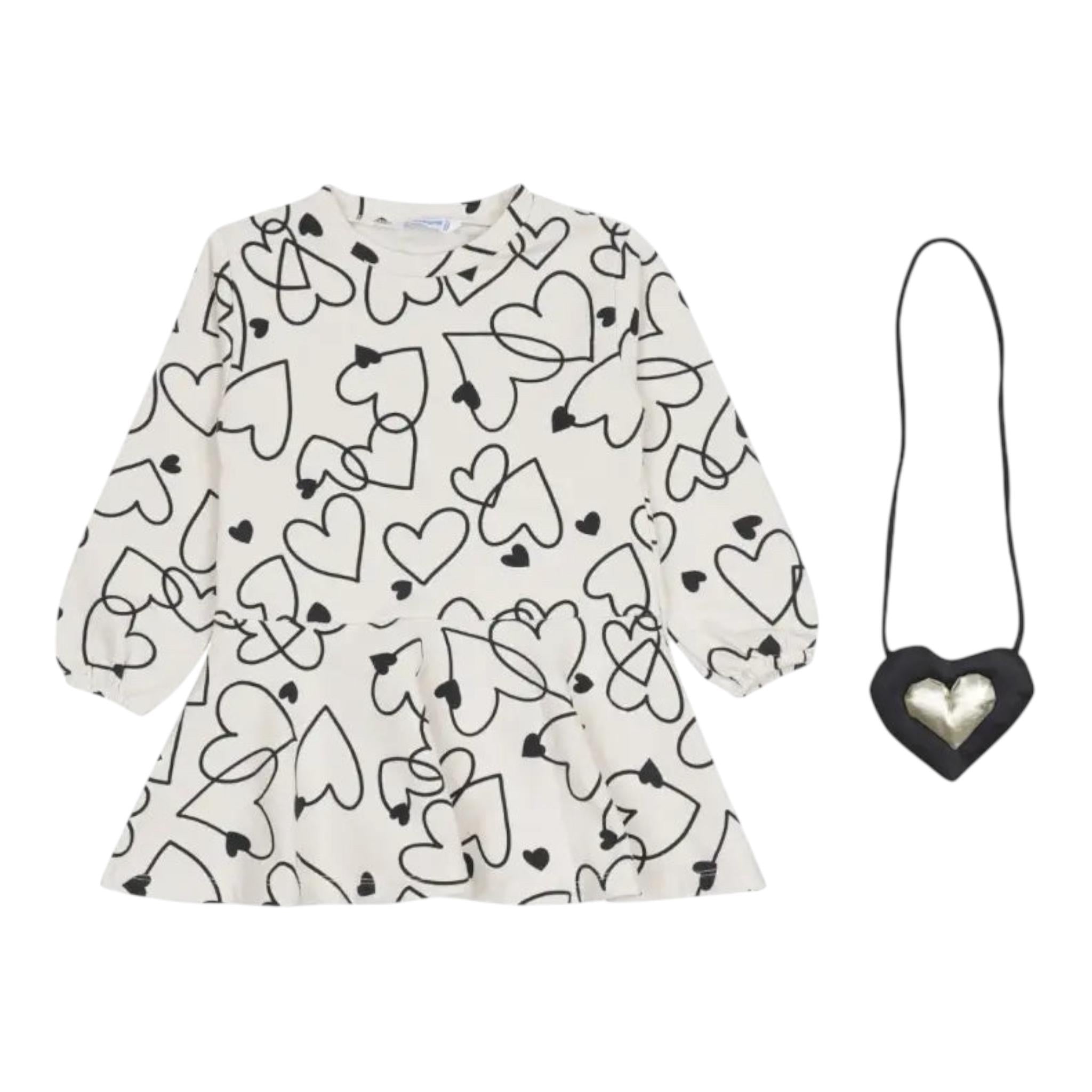 MAYORAL abito tinnta unita girocollo con fantasia e borsetta Bianco per Bambina 4931X BIANCO MAYORAL 