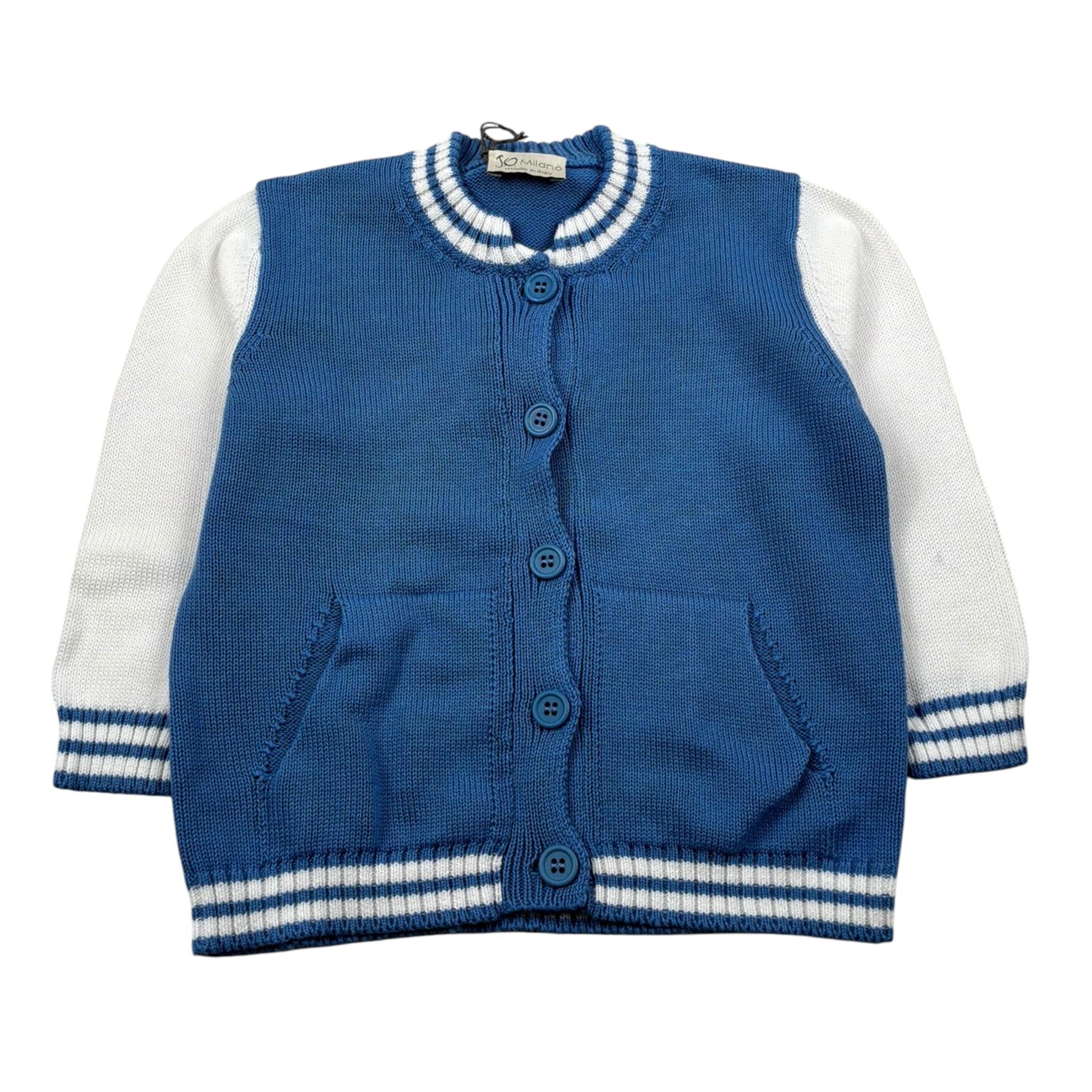 J.O. Milano Cardigan Tinta Unita con Maniche In Contrasto per Neonato 573M1N AZZURRO J.O. MILANO 