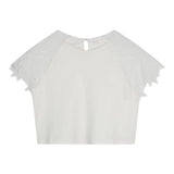Chloe‘ einfarbiges T-Shirt mit Rundhalsausschnitt und weißen Perforationen für Mädchen