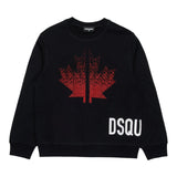 DSQUARED2 felpa chiusa girocollo tinta unita con stampa in contrasto Nero per Bambino DQ2538 NERO DSQUARED2 