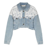 Twinset Jeansjacke mit Stickerei Uni Hellblau für Mädchen