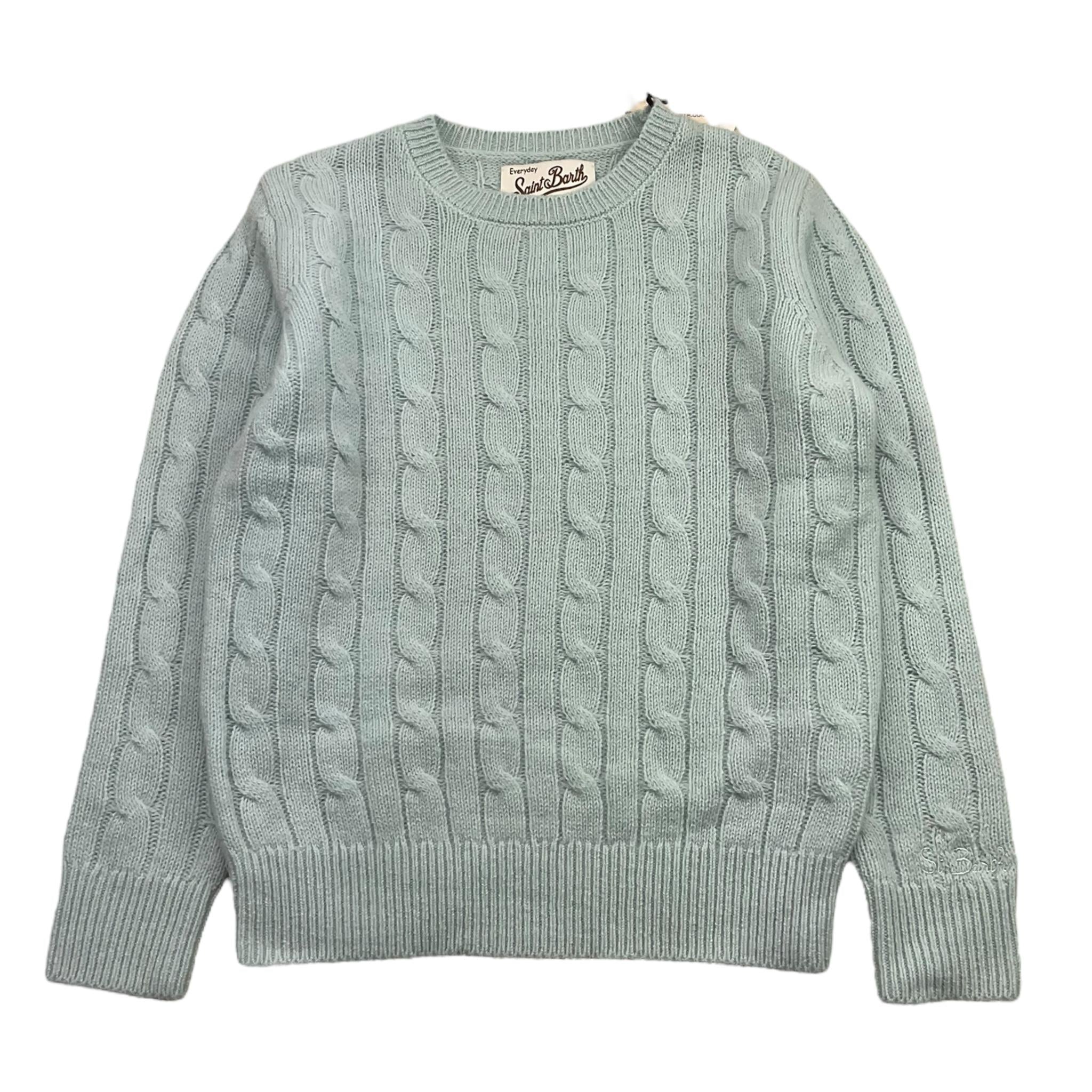 SAINT BARTH maglia girocollo tinta unita con trecce Azzurro per Bambino LYL004 AZZURRO SAINT BARTH 