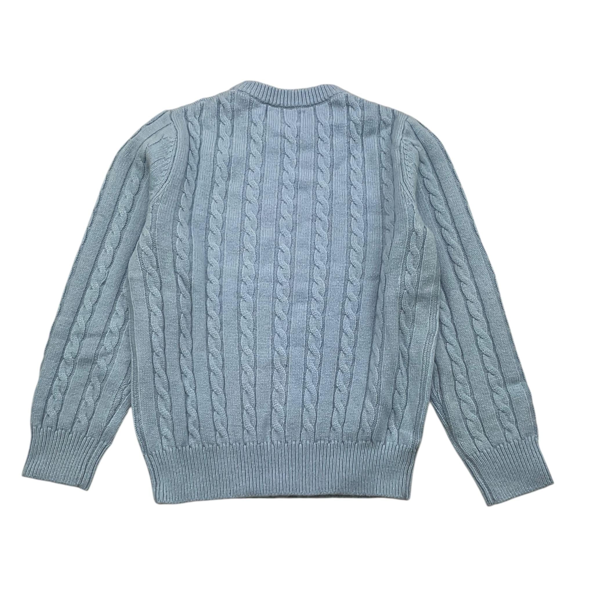 SUN68 maglia girocollo tinta unita con ricamo logo Azzurro per Bambino K44355XX AZZURRO SUN68 