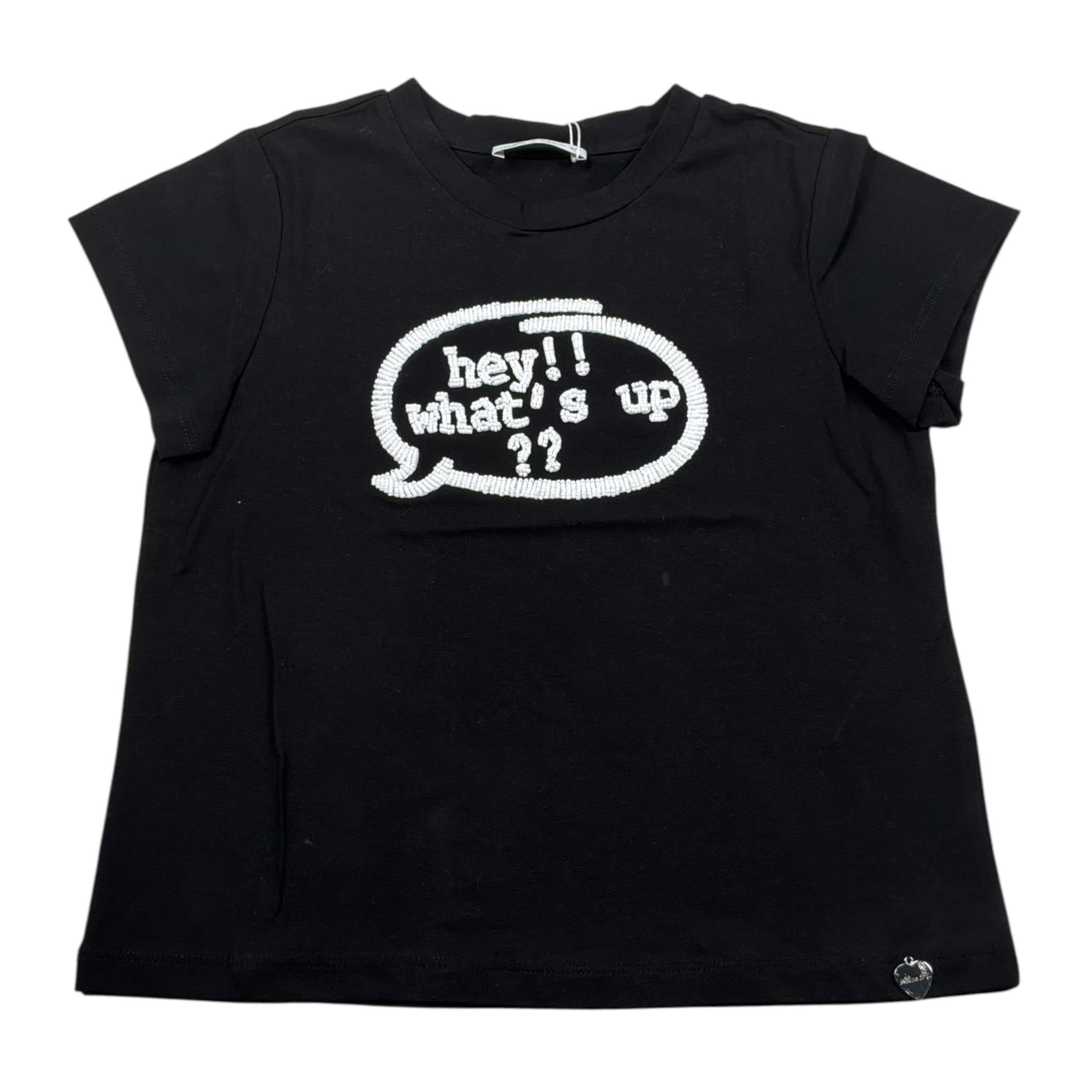 Alice Pi T-Shirt Girocollo tinta unita con Logo Nero per Bambina S232612 NERO ALICE PI 