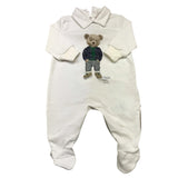 LE BEBE' tutina manica lunga tinta unita con orso Bianco per Neonato LBB4382 BIANCO LE BEBE' 