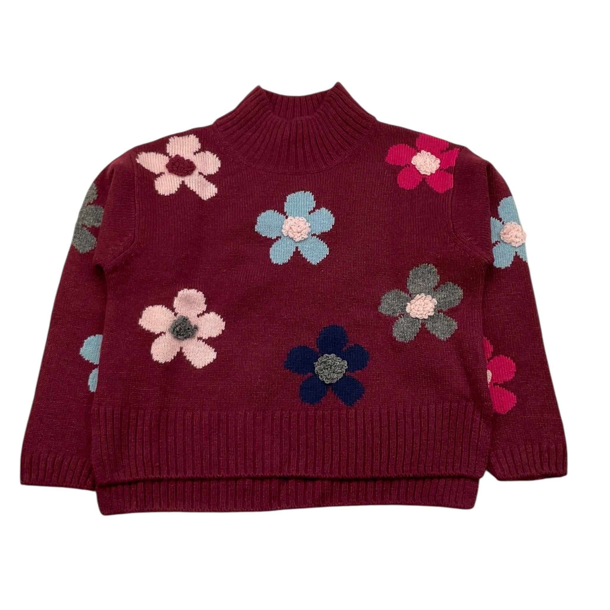 IL GUFO maglia girocollo tinta unita con ricami fiori Bordeaux per Bambina A24AMA471EM220 BORDEAUX IL GUFO 