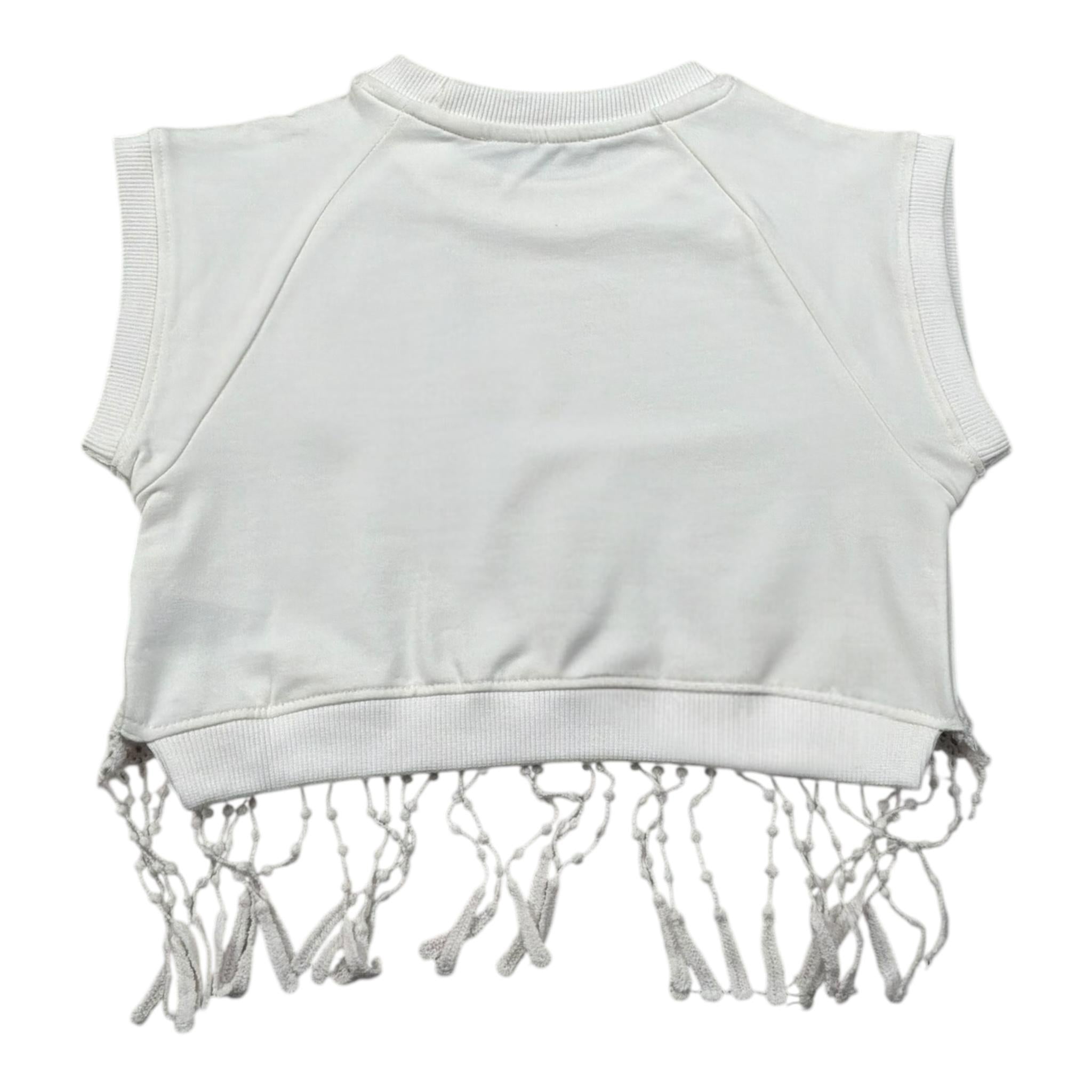 Fun & Fun T-Shirt Girocoll Tinta Unita con Frange per Bambina FNBTS16781 PANNA FUN & FUN 