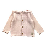 Bamboom+Babies Einfarbiger Pullover mit Knopfleiste und Kapuze, Rosa, für Babys