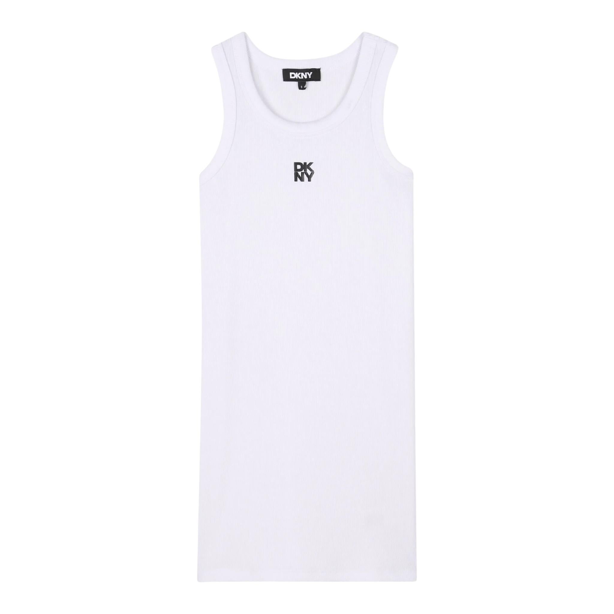 Dkny Abito Mezza Manica Tinta Unita per Bambina D62332 BIANCO DKNY 