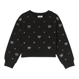 Chiara Ferragni Einfarbiges Sweatshirt mit Rundhalsausschnitt und Glitzer in Schwarz für Mädchen