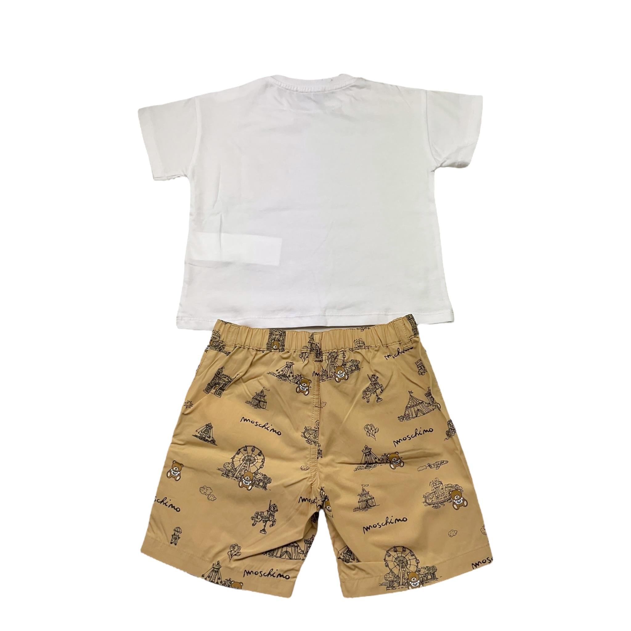Moschino Completo 2 Pezzi T-Shirt-Bermuda Bicolore per Bambino MUG01CJ BIANCO/BEIGE MOSCHINO 