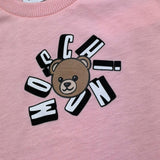 Moschino T-Shirt Girocollo Tinta Unita con Stampa per Neonata MXM047 ROSA MOSCHINO 