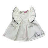 Miss Blumarine Set einfarbiges Kleid mit weißer Culotte für Baby Mädchen