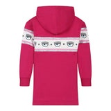 Chiara Ferragni Einfarbiges Kleid mit Kapuze und Fuchsia-Print für Baby-Mädchen