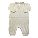 LITTLE BEAR tutina manica lunga tinta unita con colletto in contrasto Panna per Neonata 9101X PANNA LITTLE BEAR 