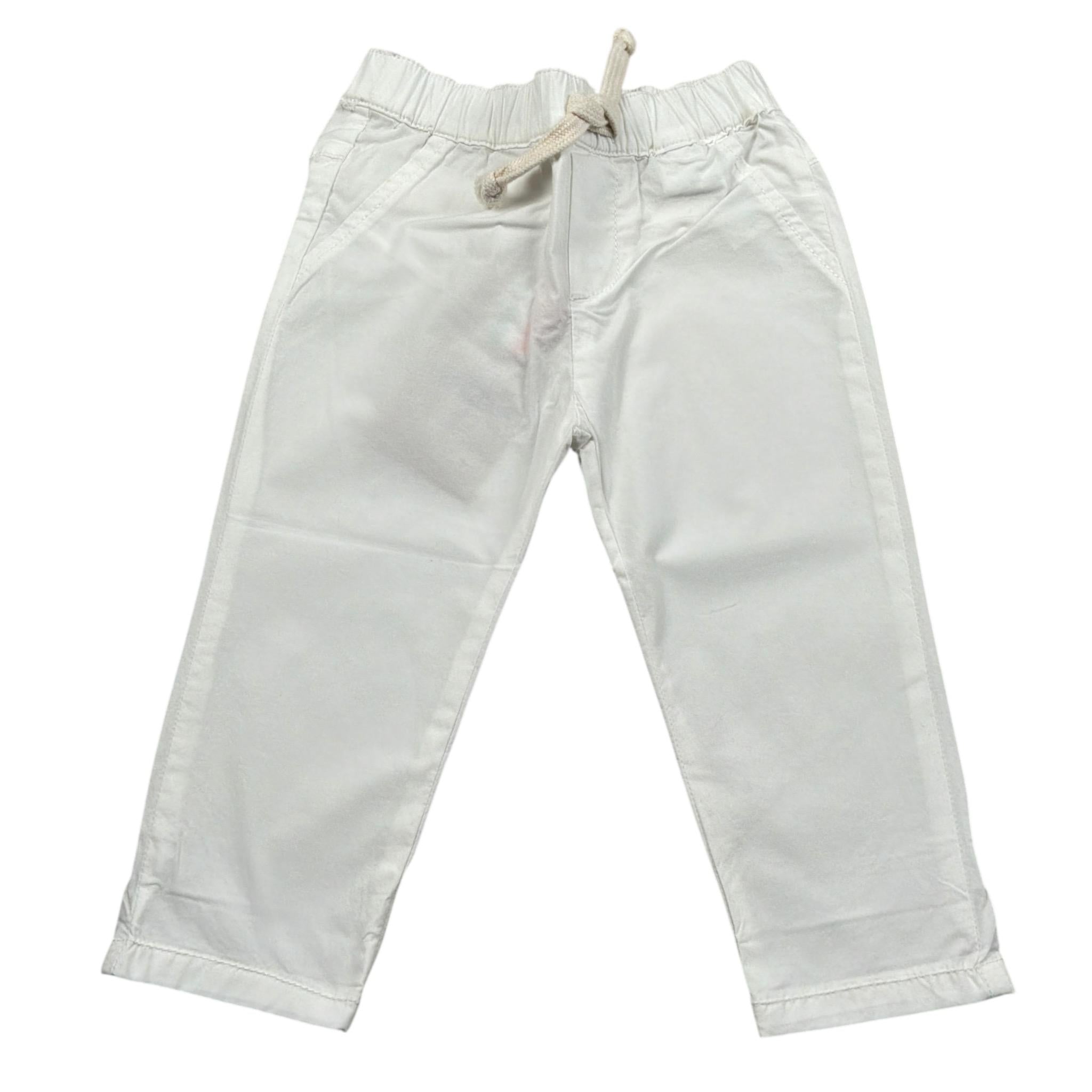 Please Pantalone tinta unita con Elastico In Vita Bianco per Neonato PE54272B13 BIANCO PLEASE 