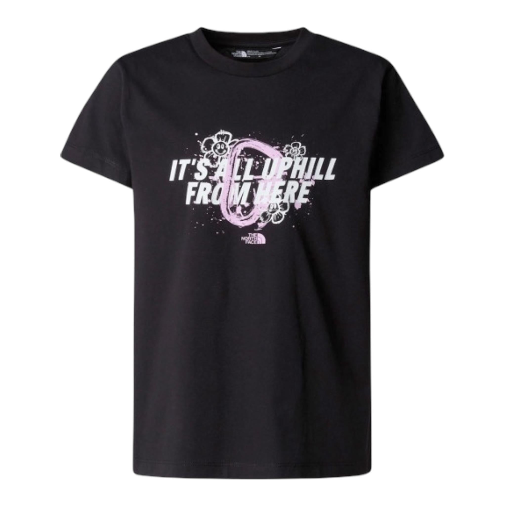 The North Face T-Shirt Girocollo Tinta Unita con Stampa per Bambina NF0A8AXFJK31XS NERO THE NORTH FACE 