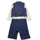 Damper Dan 4-teiliges Set Weste-Shirt-Hose-Fliege Blau für Neugeborene