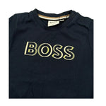 Boss T-Shirt Girocollo Tinta Unita con Logo per Neonato J52107 BLU BOSS 
