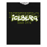 Iceberg T-Shirt Rundhalsausschnitt einfarbig mit schwarzem Aufdruck für Neugeborene