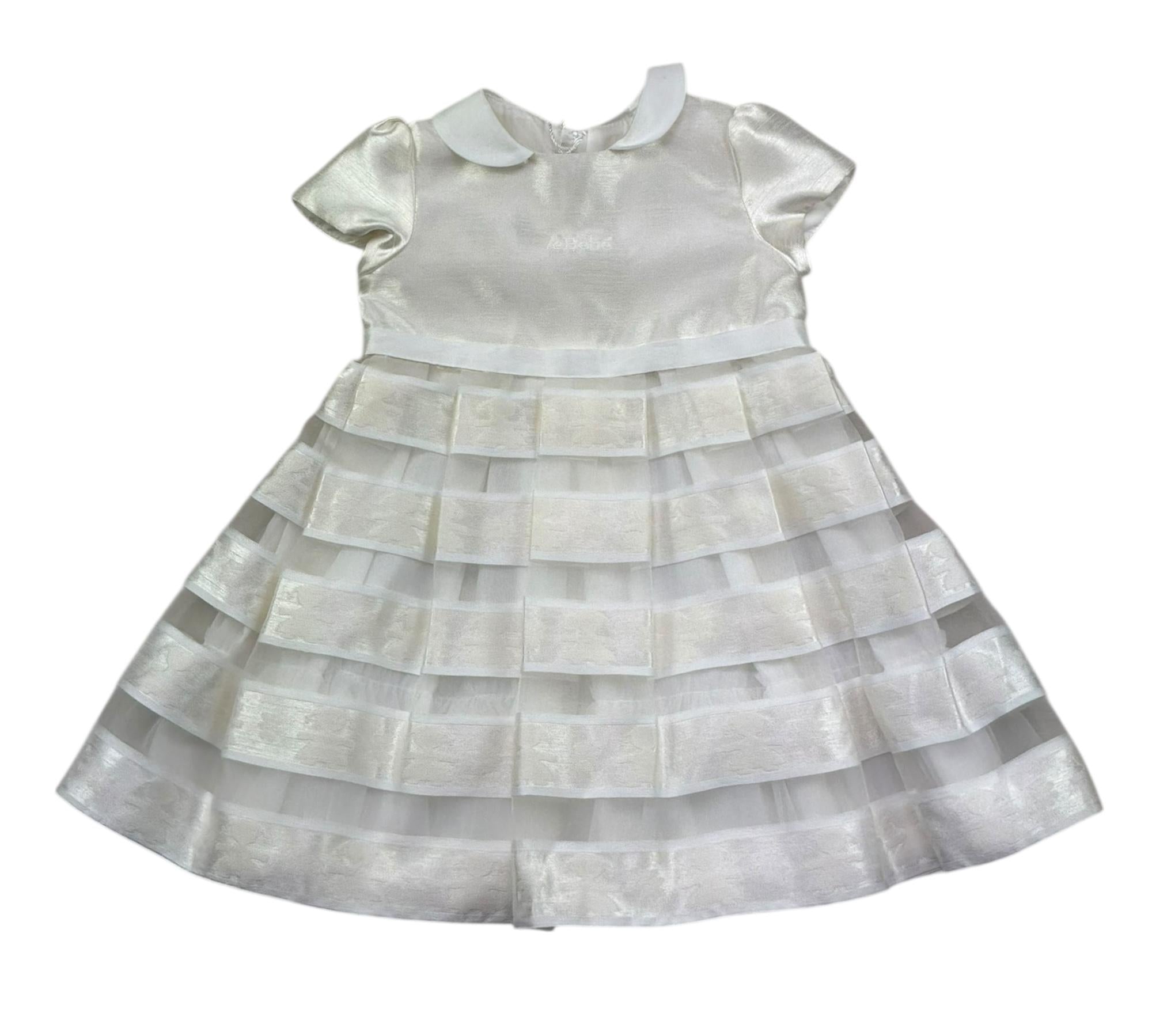 Le Bebe Abito Mezza Manica Tinta Unita per Neonata LBG0757 PANNA LE BEBE 