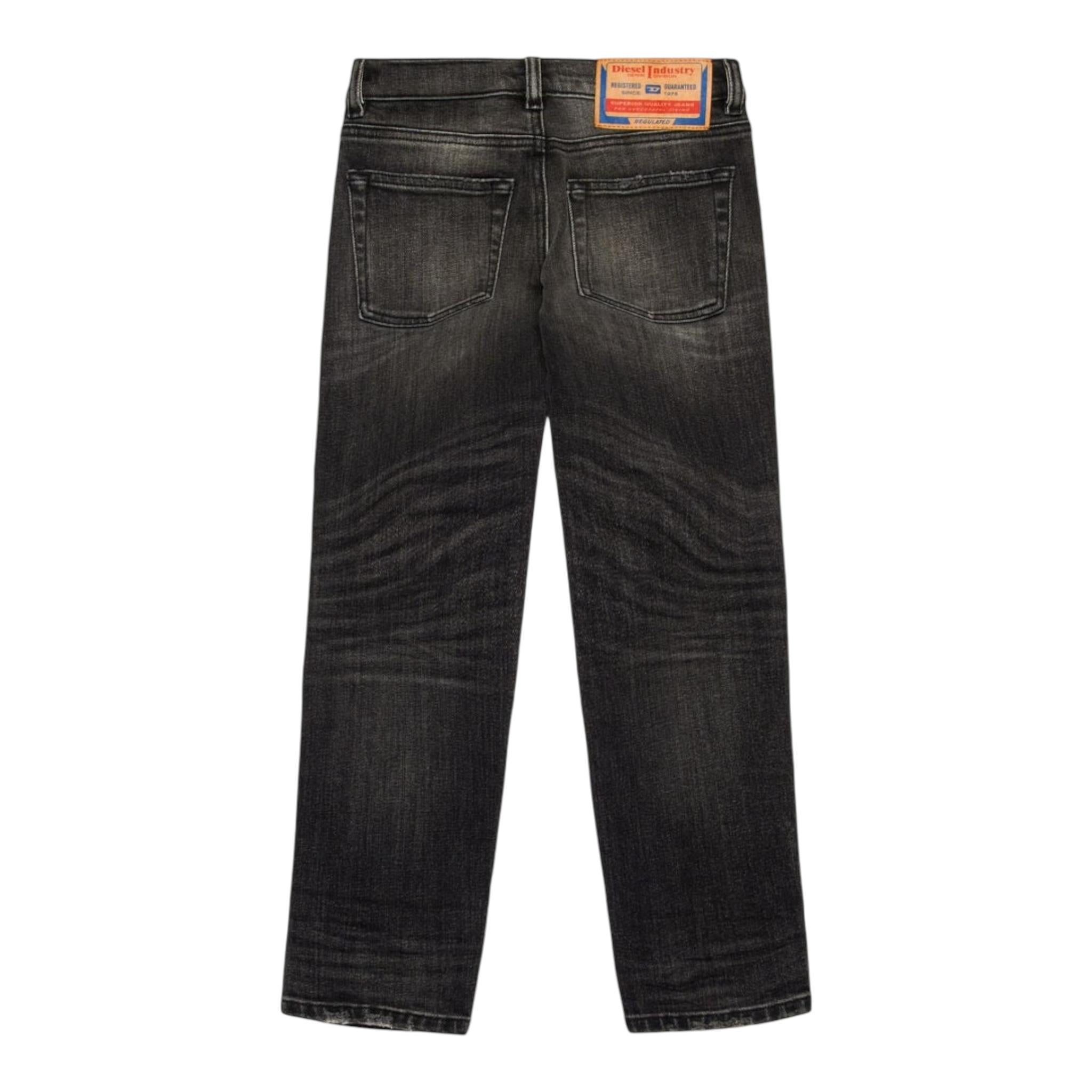 DIESEL jeans tinta unita con girovita regolabile Nero per Bambino J008088 NERO DIESEL 