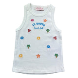 Saint Barth Canotta Tinta Unita con Stampa per Bambina BLUEJR BIANCO SAINT BARTH 