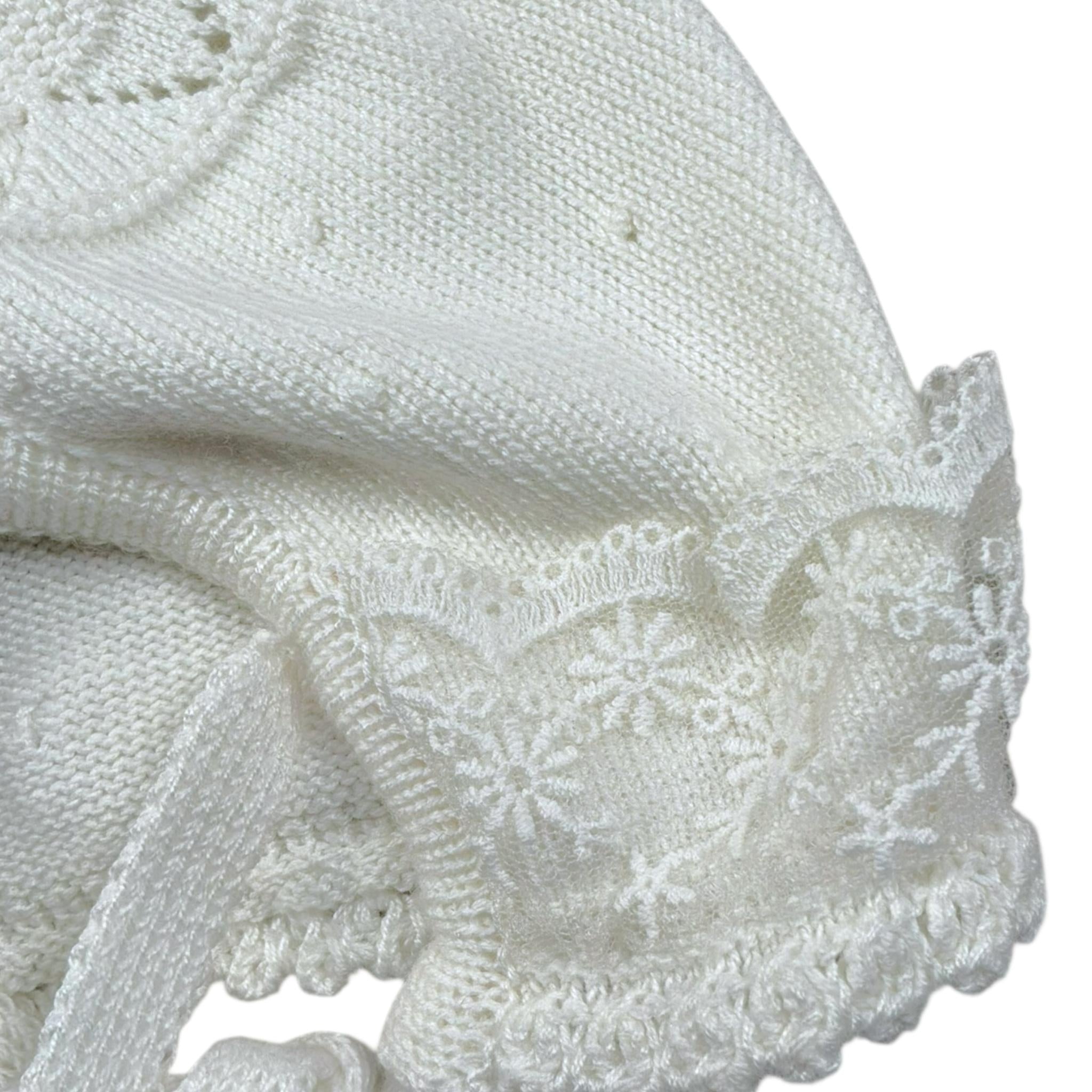 Granlei Cappello Tinta Unita con Ricami per Neonata 542 PANNA GRANLEI 