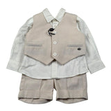 Les Gamins Completo 3 Pezzi Gilet-Camicia-Bermuda per Neonato LGM40291 BEIGE LES GAMINS 