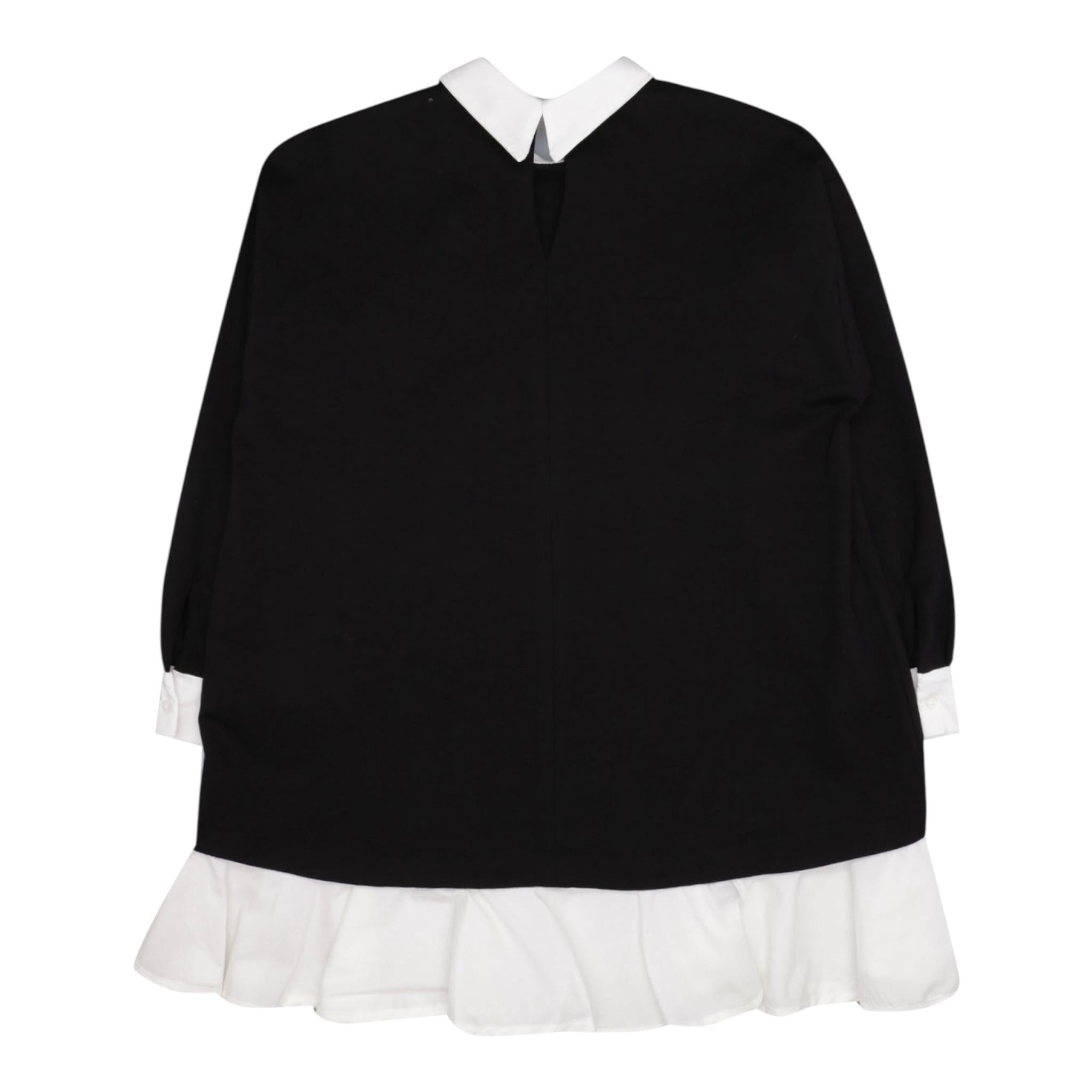 LU LU BY MISS GRANT abito manica lunga tinta unita con colletto in contrasto Nero per Bambina LL3090 NERO LU LU BY MISS GRANT 