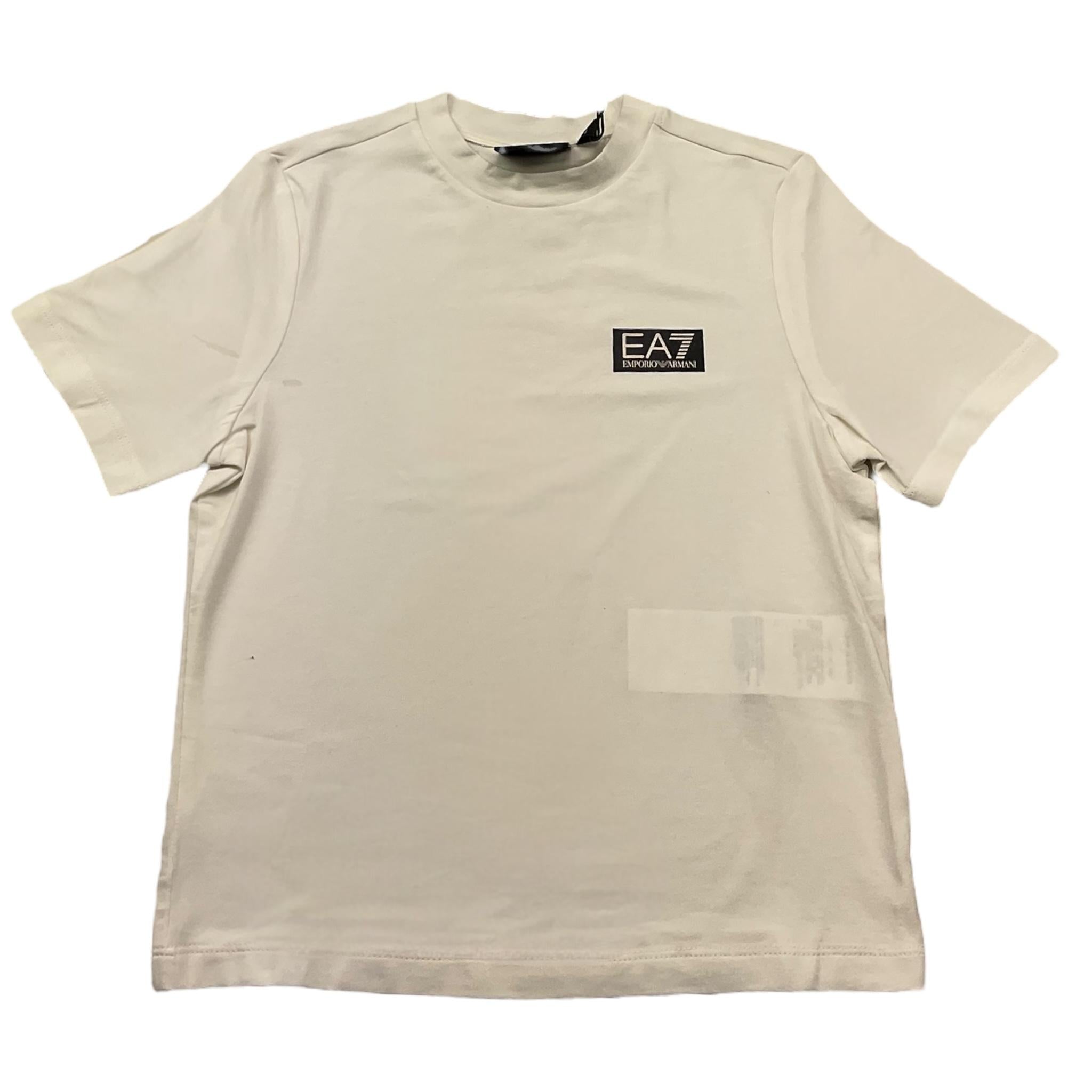 Emporio Armani T-Shirt Girocollo Tinta Unita con Logo per Bambino 7B000093 BIANCO EMPORIO ARMANI 