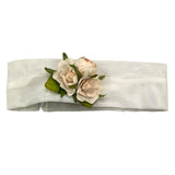 Helle Farben Einfarbiges Stirnband mit weißer Blumenapplikation für Neugeborene