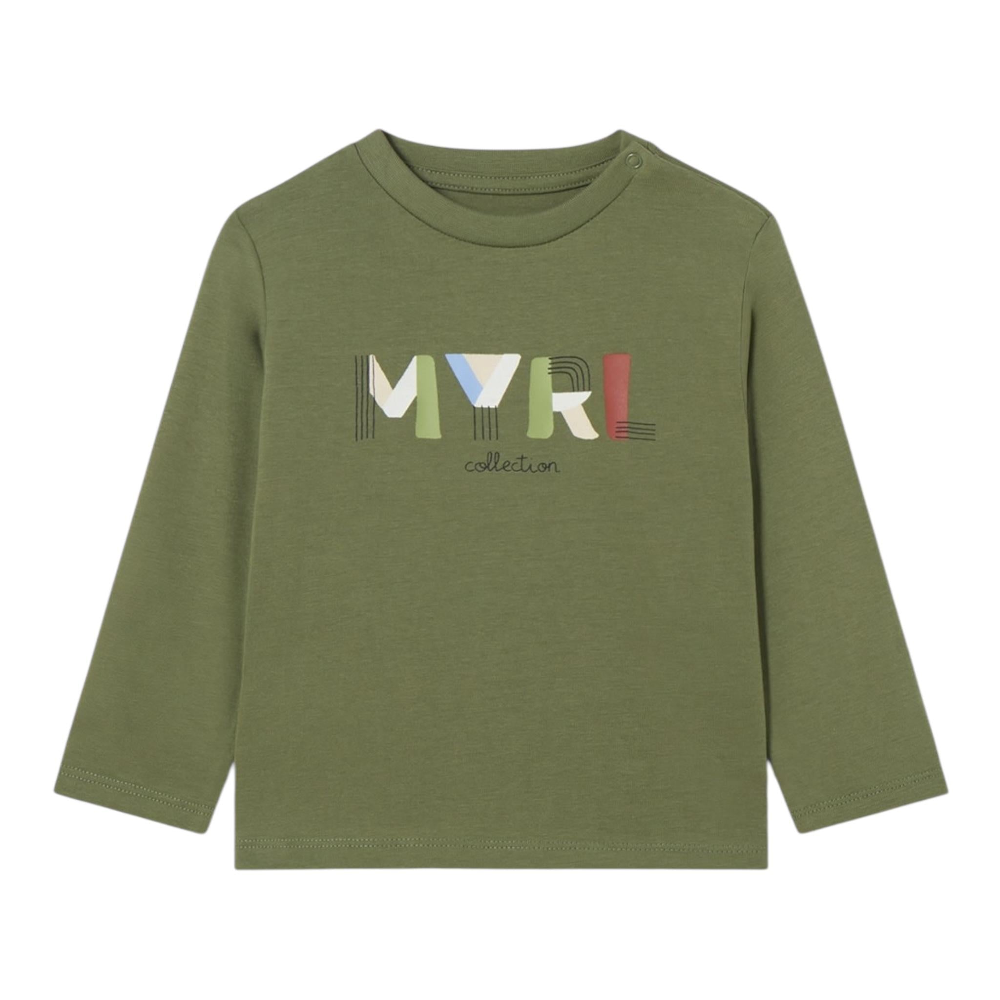 MAYORAL shrit girocollo tinta unita con stampa in contrasto Verde per Neonato 108NXX VERDE MAYORAL 