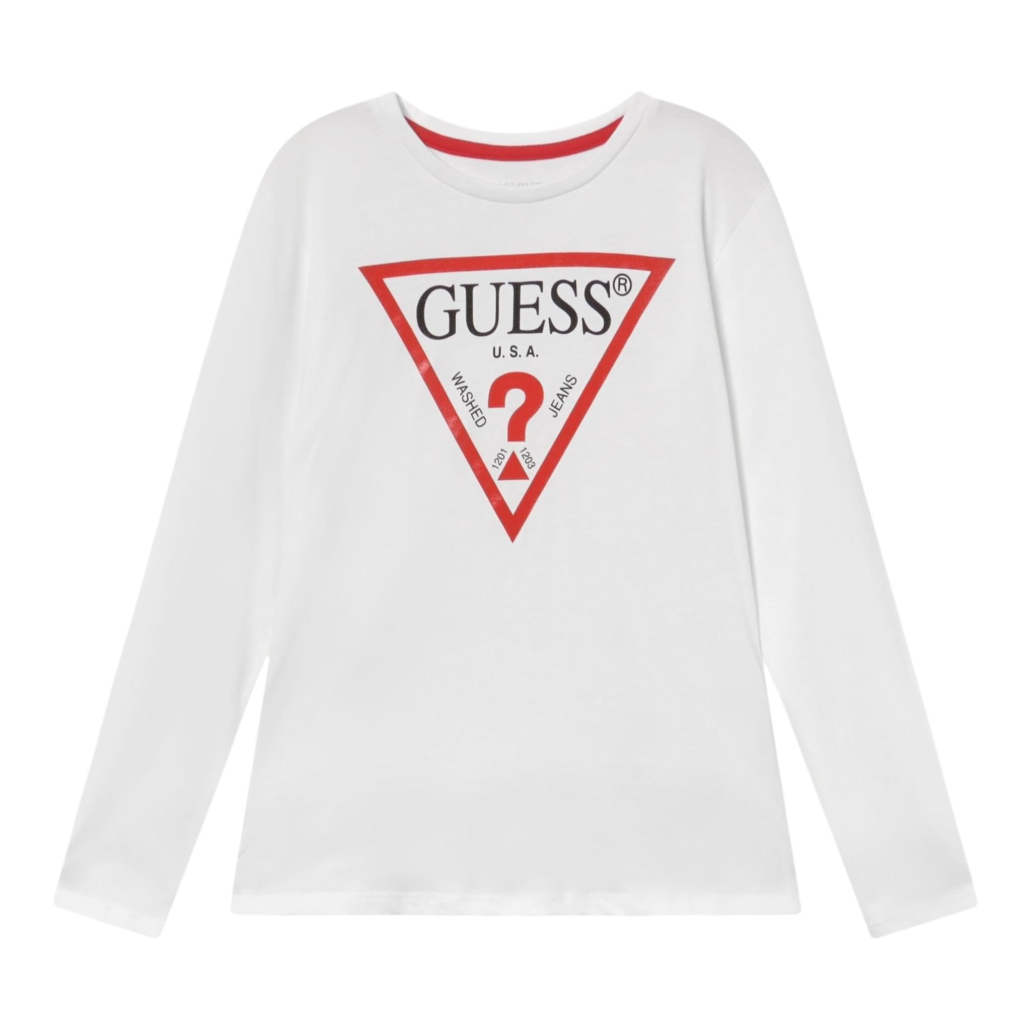 GUESS shirt girocollo tinta unita con stampa Bianco per Neonato N84I24K8HM0X BIANCO GUESS 
