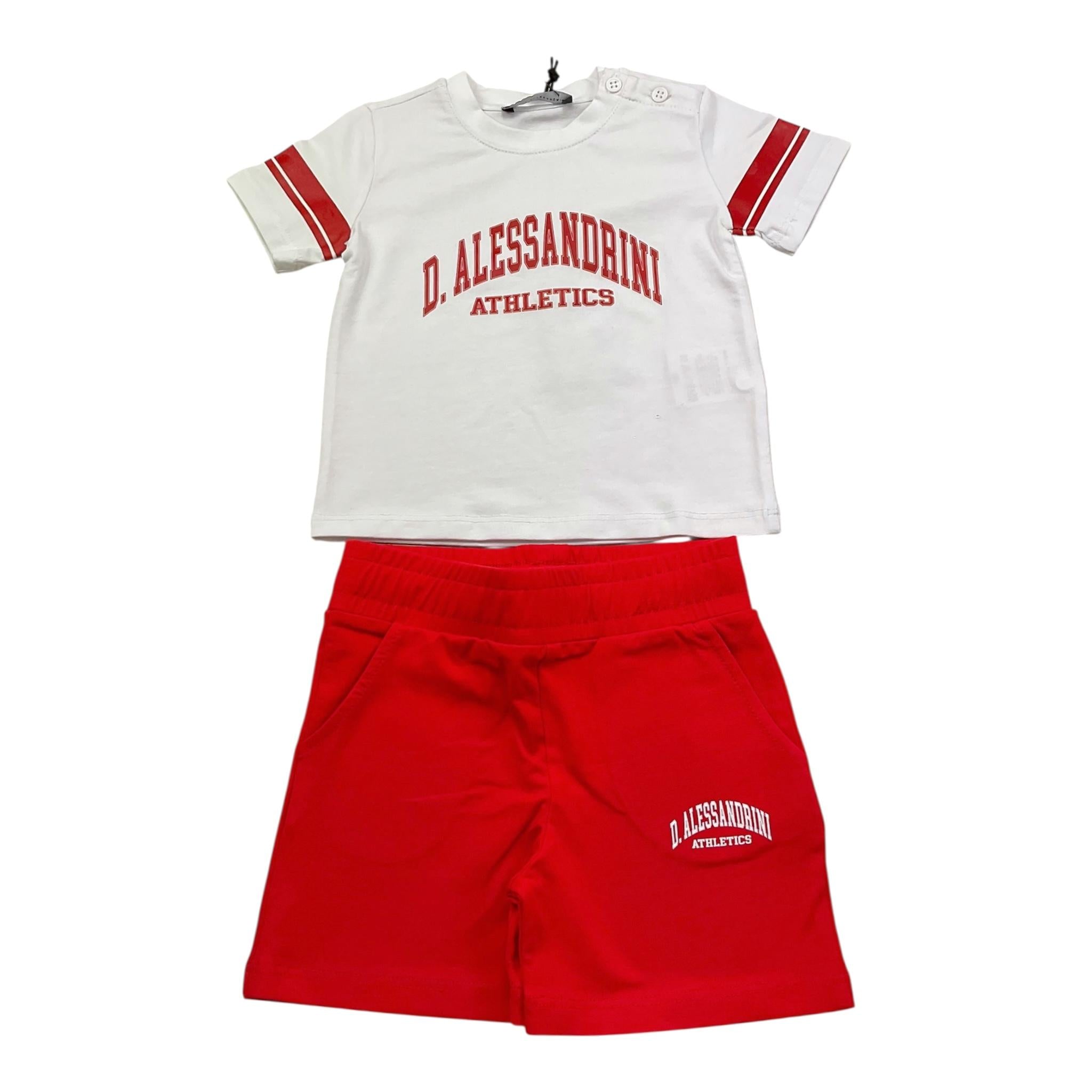 Daniele Alessandrini Completo 2 Pezzi T-Shirt-Bermuda Bicolore per Neonato 1296K00280 BIANCO/ROSSO DANIELE ALESSANDRINI 