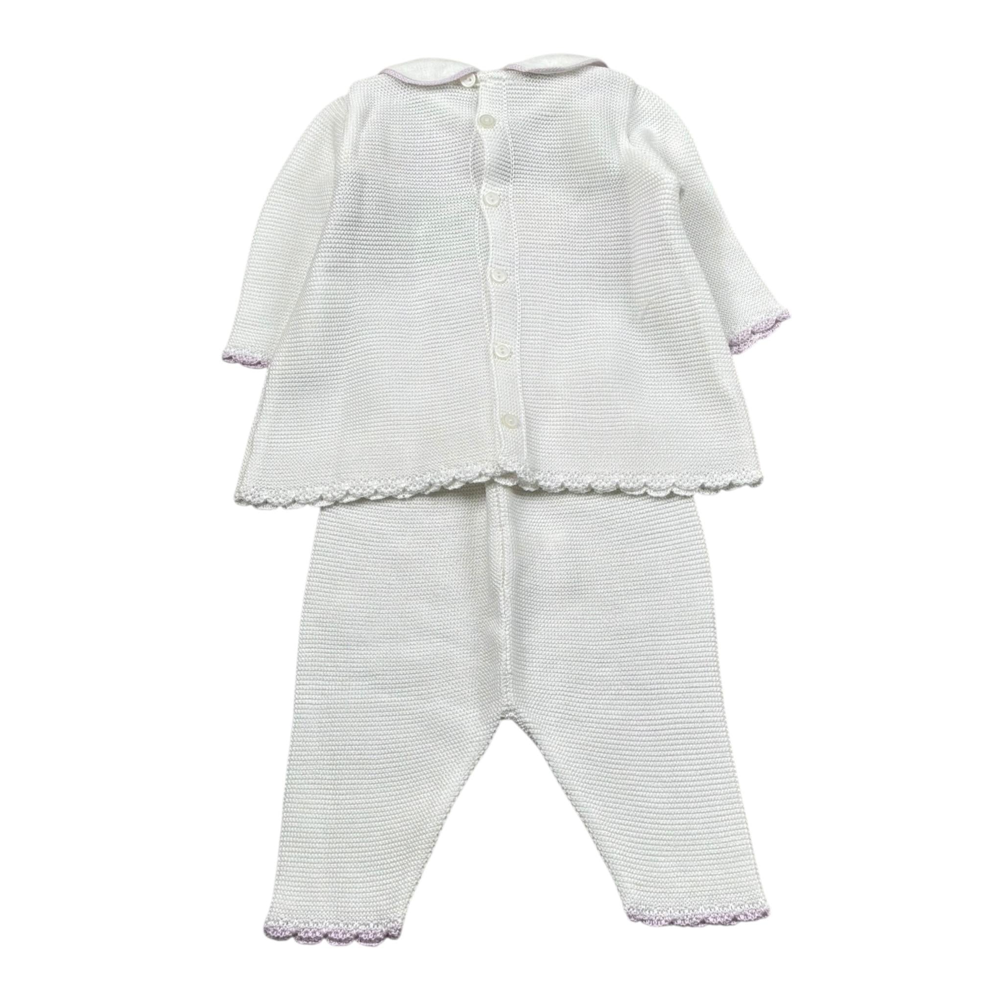 Marlu' Completo 2 Pezzi Maglia-Leggins Tinta Unita con Ricami per Neonata EP2619 BIANCO MARLU' 